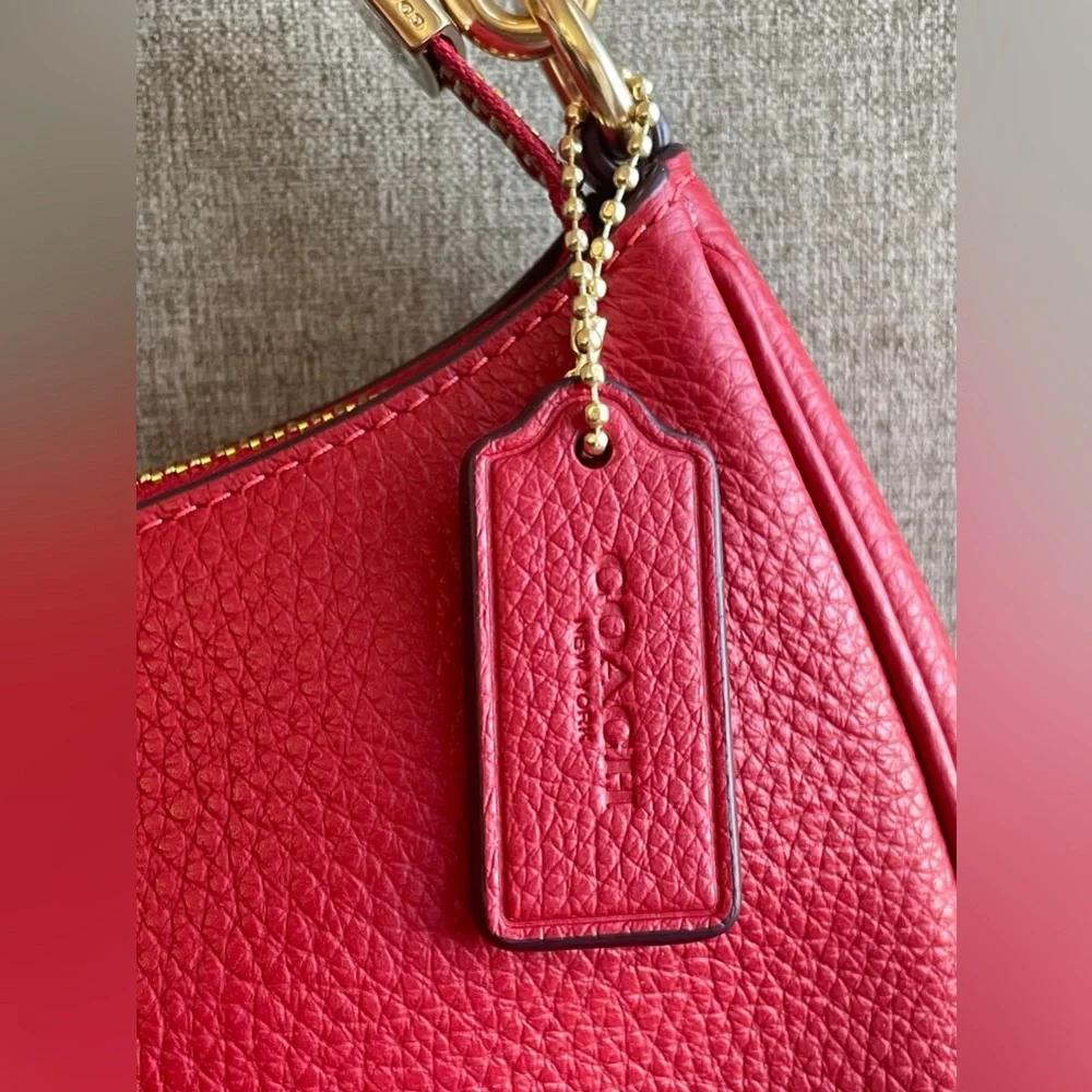 ‼️last one‼️NWT!COACH TERI SHOULDER BAG(COACH CV934)GOLD/BOLD RED Holiday gift - Picture 4 of 16